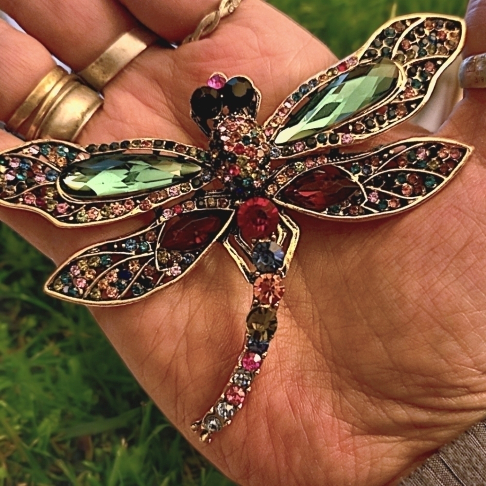 Unique Lg BEAUTIFUL Rhinestone Dragonfly Brooch